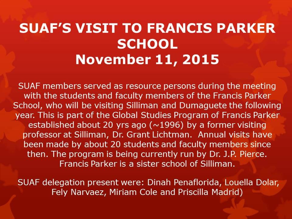 Francis Parker School Silliman University Alumni and Friends San Diego